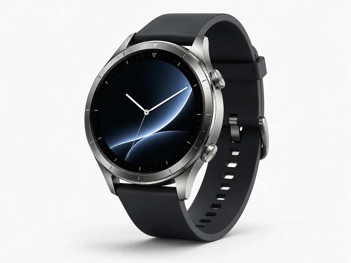 Premium Smartwatch Edelstahl mit dunklem Armband – Ansicht 1