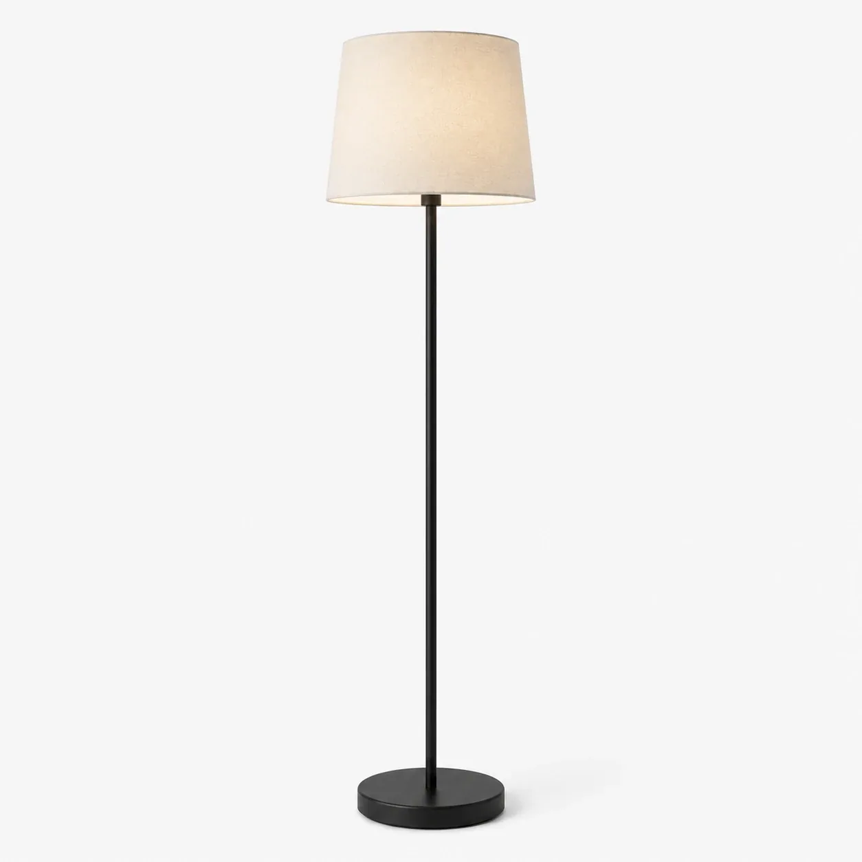 Stehlampe schwarz mit hellem Schirm – Ansicht 1