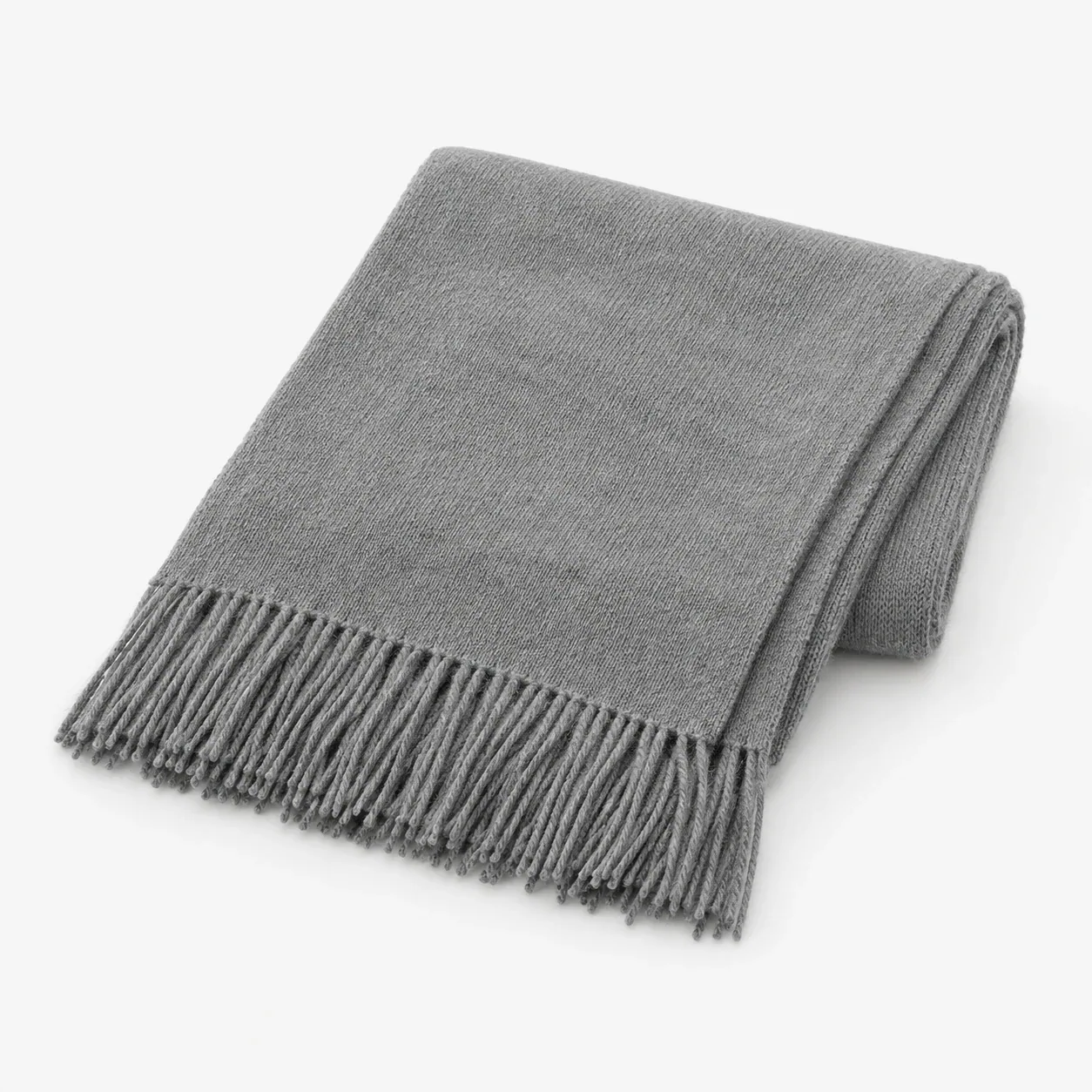 Grey knitted scarf with fringe – view 1