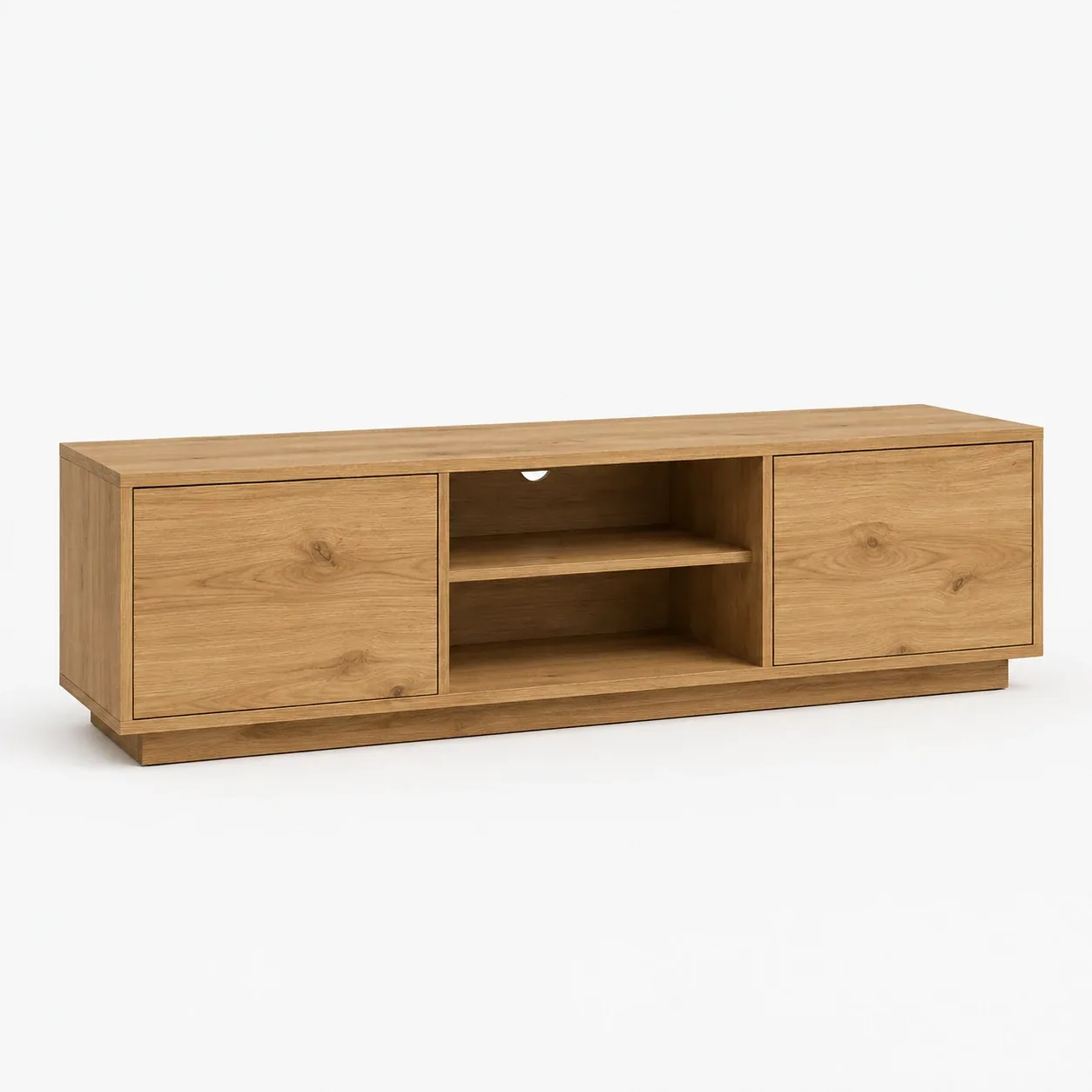 Oak TV lowboard with centre shelf – view 1